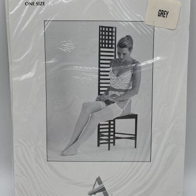 AIRE HOSIERY Women ONE SIZE (Unseamed) Thigh-High Nylon Stockings GREY Gray #411